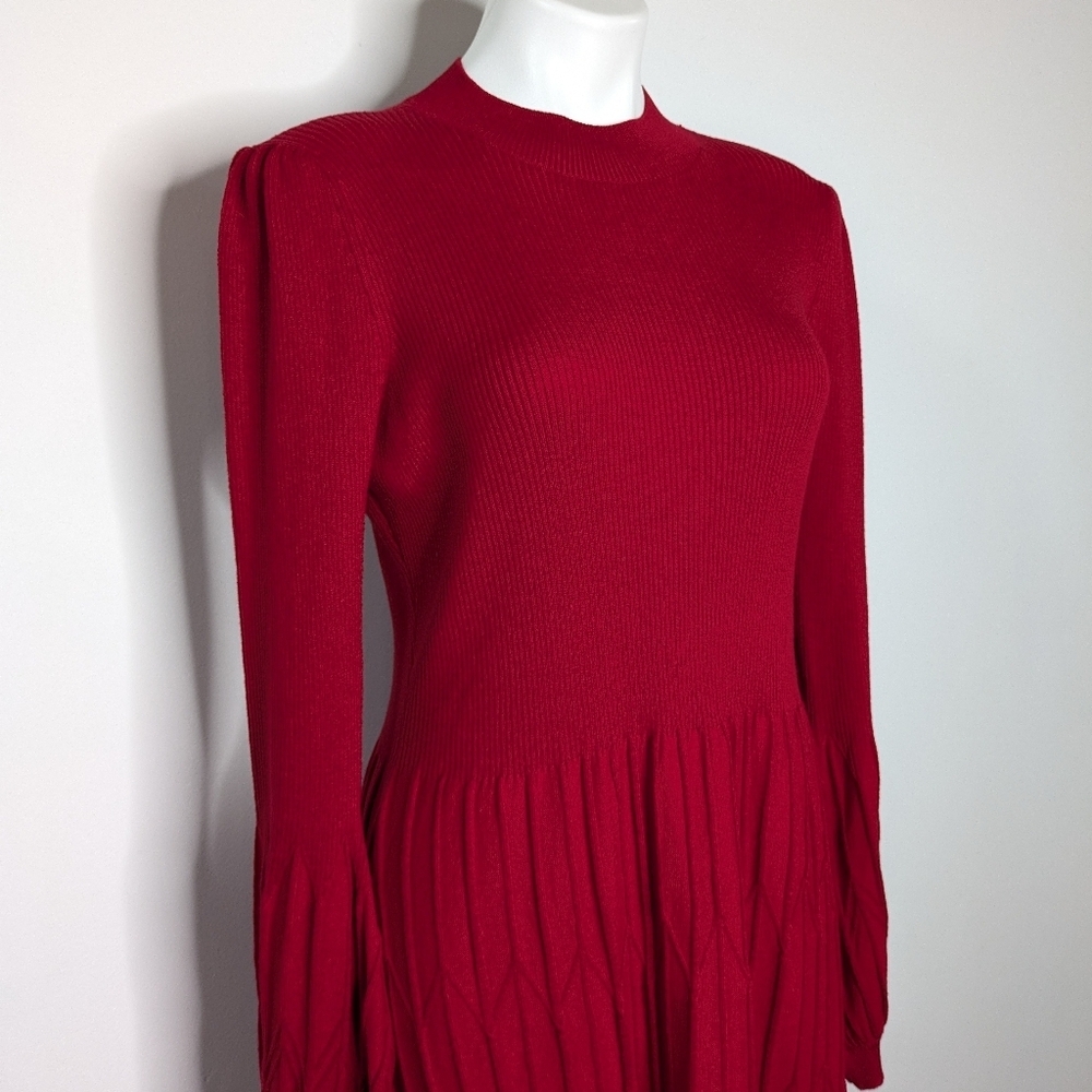 Draper James Women's Red Knit Dress Elegant Sweater Dress - Picture 3 of 8
